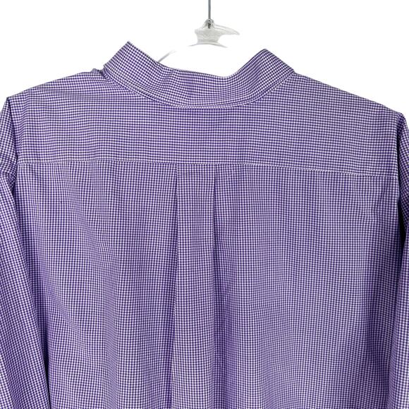 Van Heusen Button Down Shirt Regular Fit Purple White Check 2XL - Picture 6 of 8